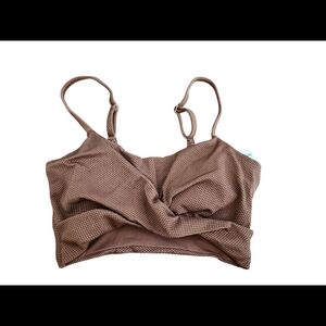 Aerie Brown Padded Scoop Textured Bikini Top